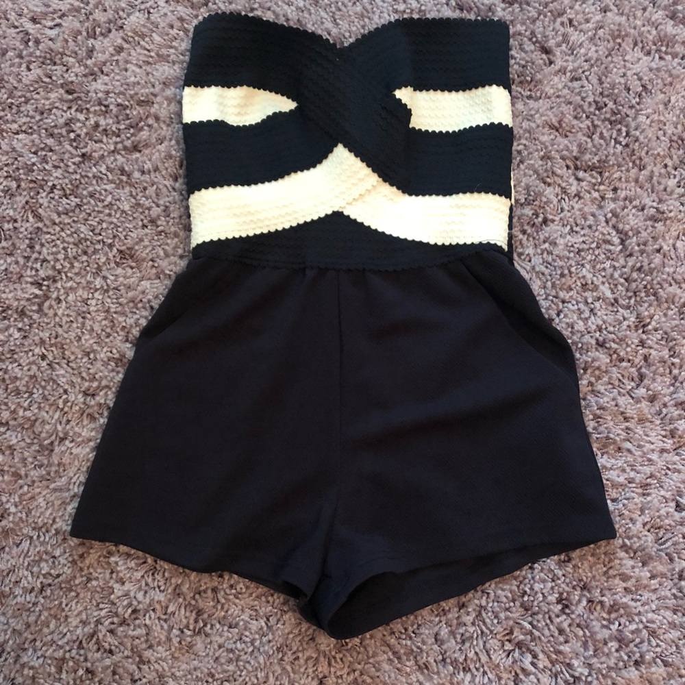 Navy and white sailor romper